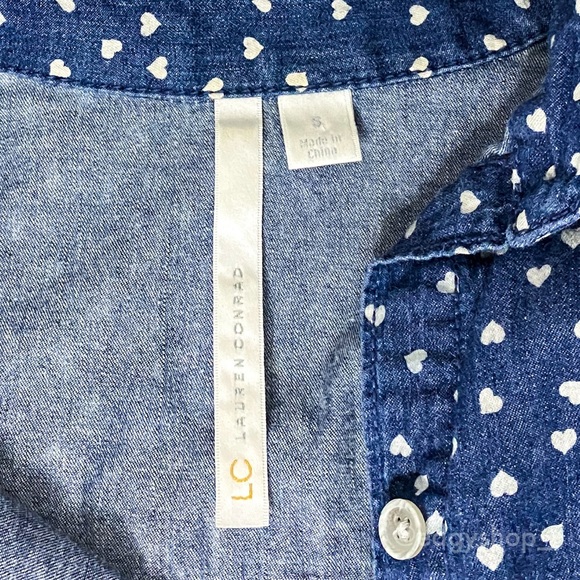 LC Lauren Conrad | Chambray Button Down Hearts - Picture 4 of 6